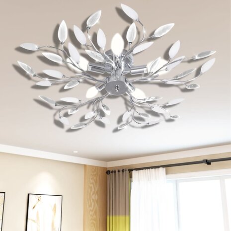 Plafondlamp met kristallen bladeren van acryl 5xE14 wit 1