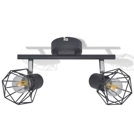 Plafondlamp met 2 LED&apos;s industriële stijl zwart 3