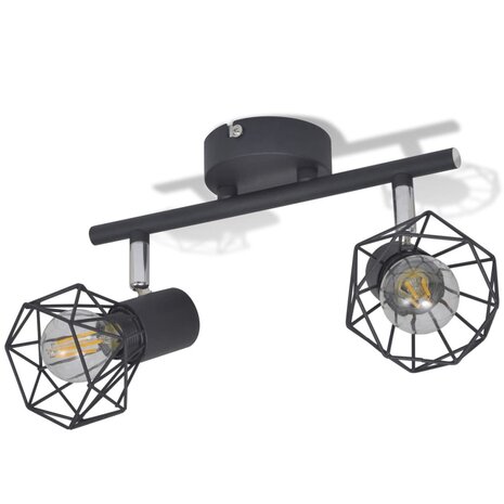 Plafondlamp met 2 LED&apos;s industriële stijl zwart 4