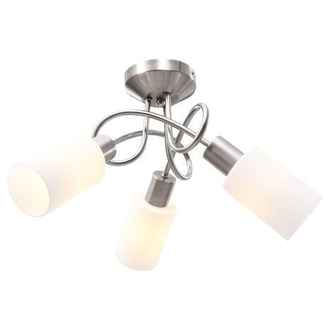 Plafondlamp met keramieke cilindervormige kappen 3xE14 wit 1