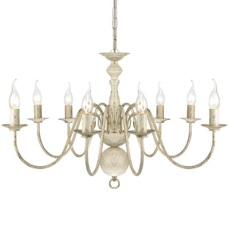 Kroonluchter wit metaal 8 x E14 lampen 3