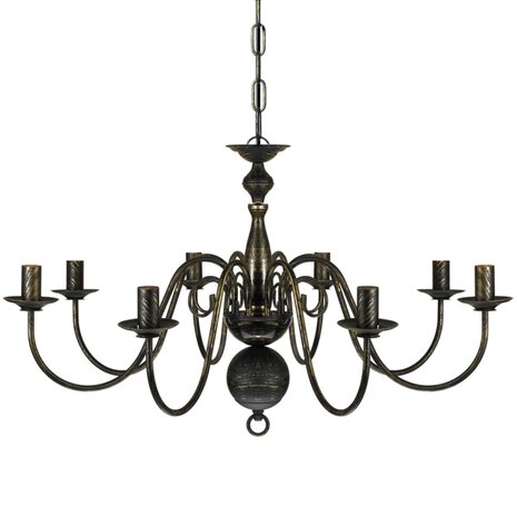 Kroonluchter zwart metaal 8 x E14 lampen 3