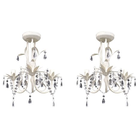 Kroonluchters kristal 2 st elegant wit 1