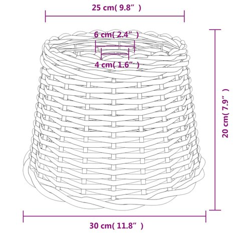 Plafondlampenkap Ø30x20 cm wicker wit 6
