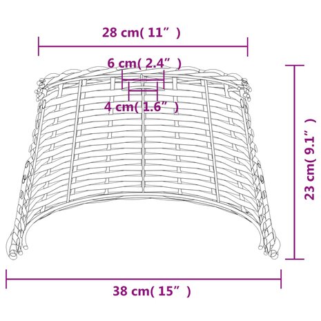 Plafondlampenkap Ø38x23 cm wicker bruin 7