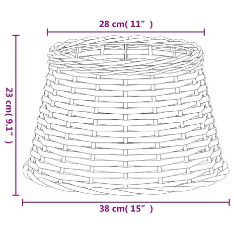 Lampenkap Ø38x23 cm wicker wit 6