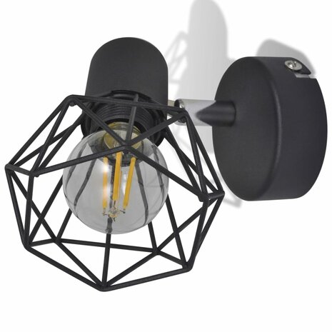 Wandlampen 2 st met LED industriële stijl zwart 7