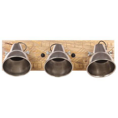 Wandlamp industrieel E27 70x23 cm mangohout zilverkleurig 4