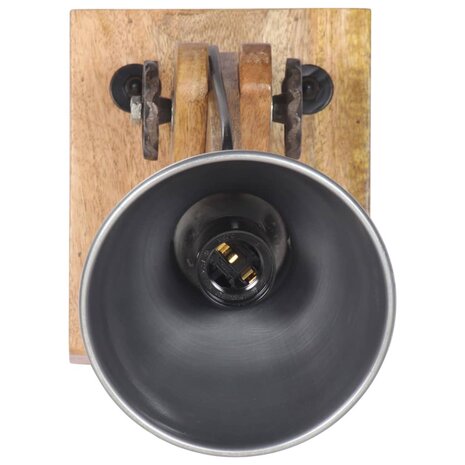 Wandlamp E27 massief mangohout en ijzer zilverkleurig 5