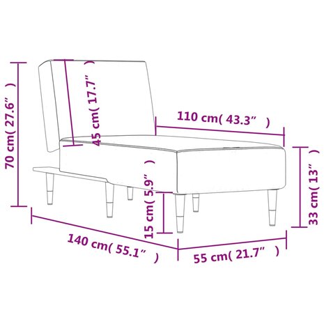 Chaise longue fluweel zwart 9