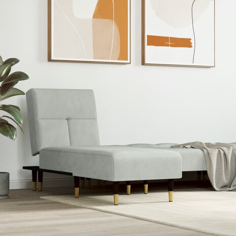 Chaise longue fluweel lichtgrijs 1