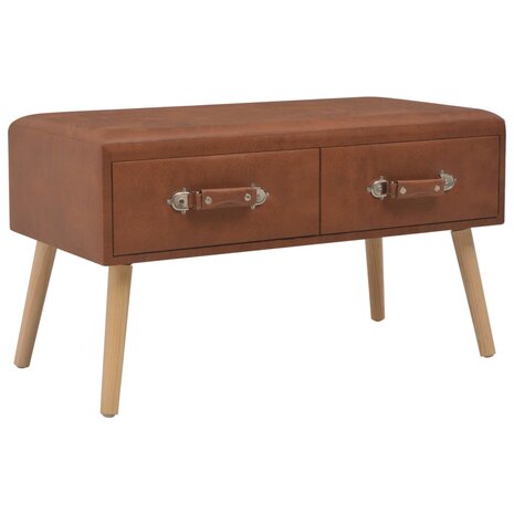 Bank met lades 80 cm kunstleer bruin  1