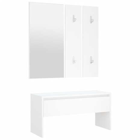 Garderobe set bewerkt hout wit 2