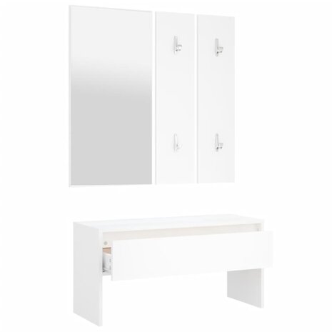 Garderobe set bewerkt hout wit 5