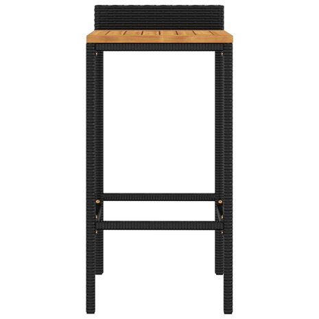Barkrukken 2 st poly rattan en massief acaciahout zwart 4