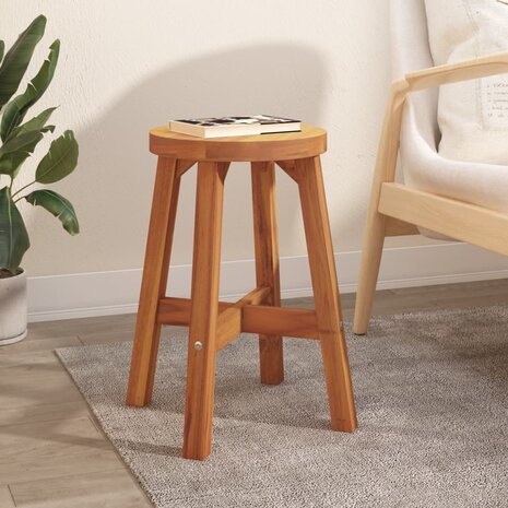 Kruk 38x38x45 cm rond massief acaciahout bruin 1