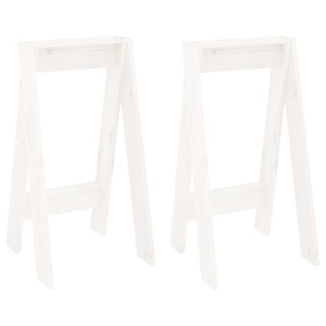 Krukken 2 st 40x40x75 cm massief grenenhout wit 2