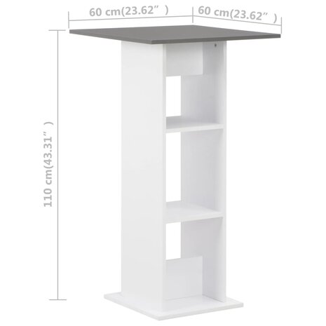 Bartafel 60x60x110 cm wit en antracietgrijs 6