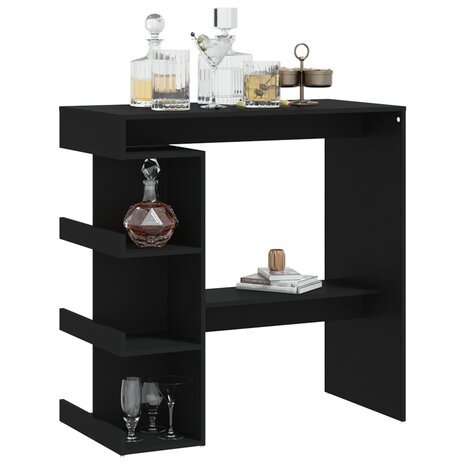 Bartafel met opbergrek 100x50x101,5 cm bewerkt hout zwart 4