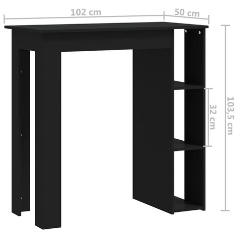 Bartafel met schap 102x50x103,5 cm bewerkt hout zwart 7