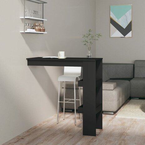 Bartafel wandgemonteerd 102x45x103,5 cm bewerkt hout zwart 1