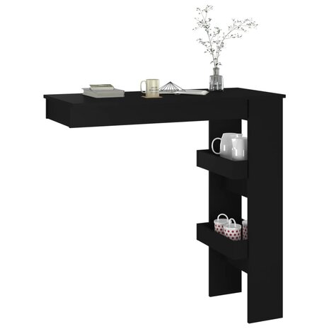 Bartafel wandgemonteerd 102x45x103,5 cm bewerkt hout zwart 7