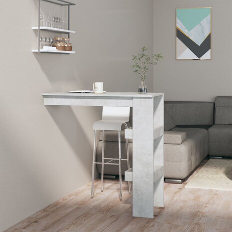 Bartafel wandgemonteerd 102x45x103,5 cm bewerkt hout grijs 1
