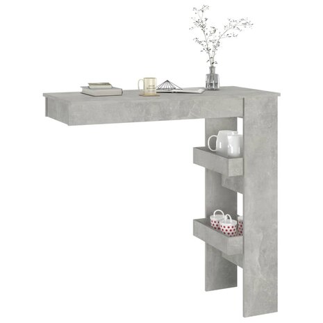 Bartafel wandgemonteerd 102x45x103,5 cm bewerkt hout grijs 7