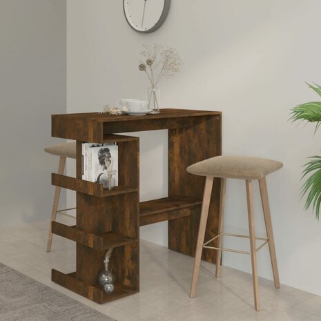 Bartafel met opbergrek 100x50x101,5 cm hout gerookt eiken 1