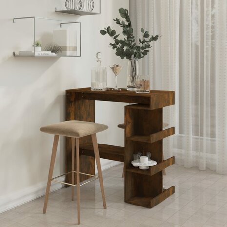 Bartafel met opbergrek 100x50x101,5 cm hout gerookt eiken 3
