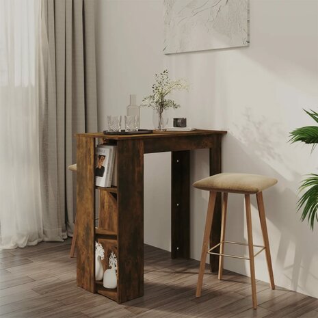 Bartafel met schap 102x50x103,5 cm bewerkt hout gerookt eiken 1