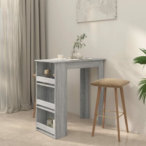 Bartafel met opbergrek 102x50x103,5 cm hout grijs sonoma 3