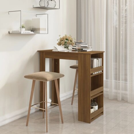 Bartafel met opbergrek 102x50x103,5 cm bewerkt hout bruin eiken 1