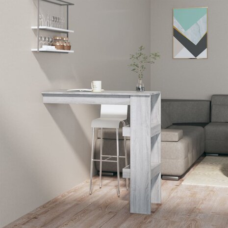 Bartafel wandgemonteerd 102x45x103,5 cm bewerkt hout grijs 1