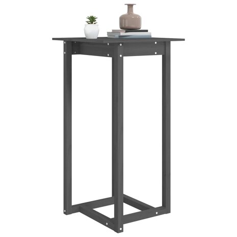 Bartafel 60x60x110 cm massief grenenhout grijs 5