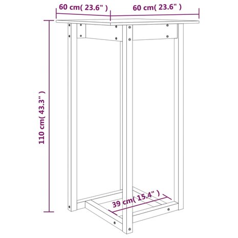 Bartafel 60x60x110 cm massief grenenhout grijs 7