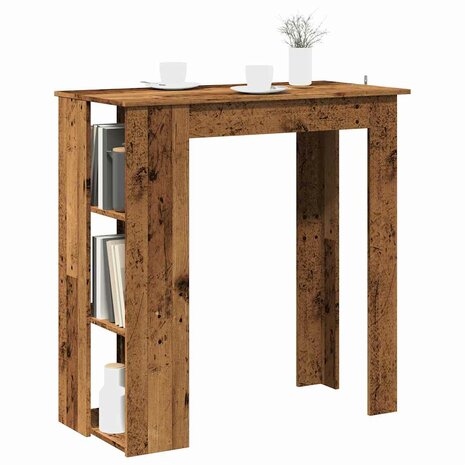 Bartafel met schap 102x50x103,5 cm bewerkt hout oud houtkleurig 1