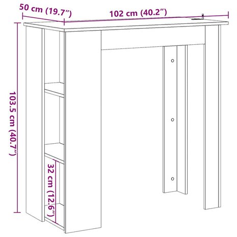 Bartafel met schap 102x50x103,5 cm bewerkt hout oud houtkleurig 9