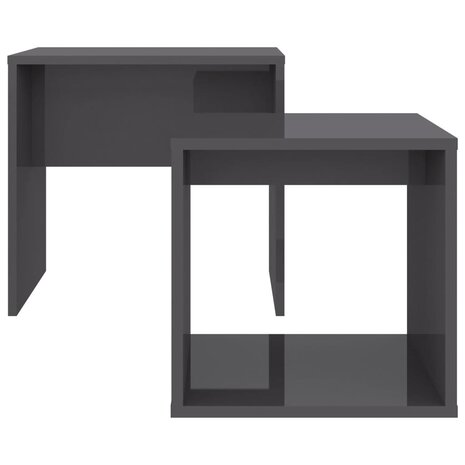 Salontafelset 48x30x45 cm bewerkt hout hoogglans grijs 4