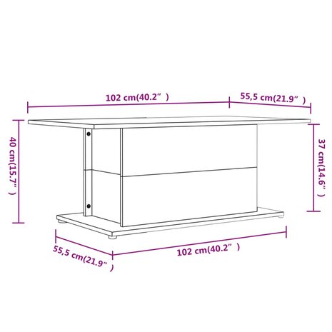 Salontafel 102x55,5x40 cm bewerkt hout witr 7