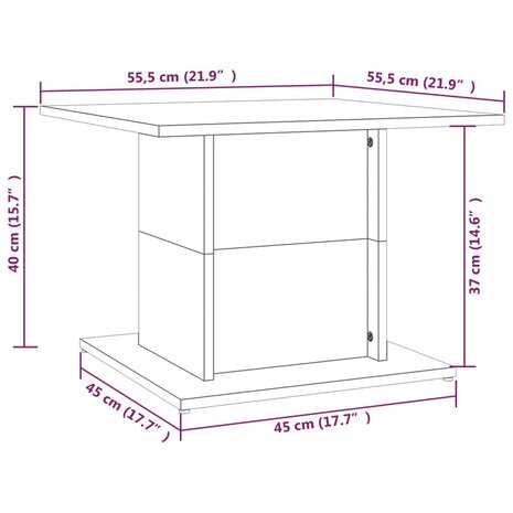 Salontafel 55,5x55,5x40 cm bewerkt hout zwart 7