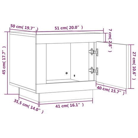 Salontafel 51x50x45 cm bewerkt hout wit 9