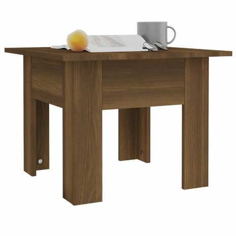 Salontafel 55x55x42 cm spaanplaat bruin eikenkleur 4