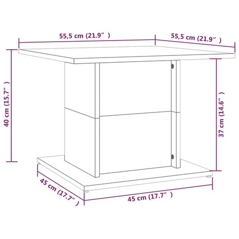 Salontafel 55,5x55,5x40 cm bewerkt hout gerookt eikenkleurig 7