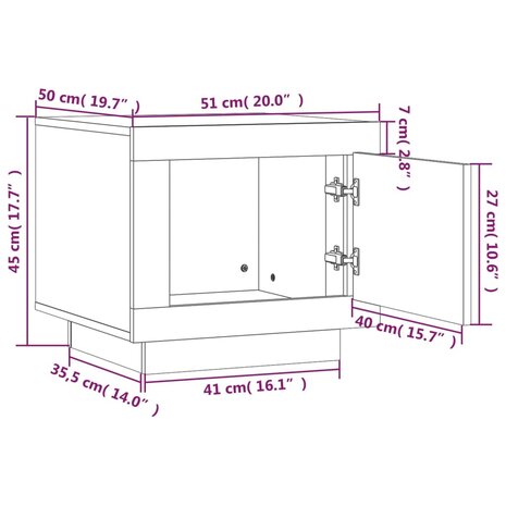 Salontafel 51x50x45 cm bewerkt hout grijs sonoma eikenkleurig 9