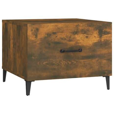 Salontafel met metalen poten 50x50x40 cm gerookt eikenkleurig 2