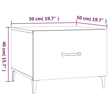 Salontafel met metalen poten 50x50x40 cm gerookt eikenkleurig 9