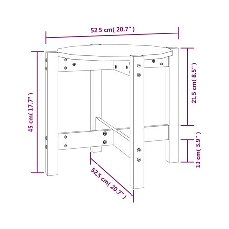 Salontafel Ø 52,5x45 cm massief grenenhout zwart 8
