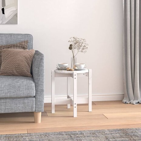 Salontafel Ø 42,5x45 cm massief grenenhout wit 1