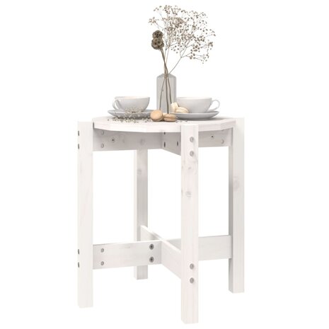 Salontafel Ø 42,5x45 cm massief grenenhout wit 4